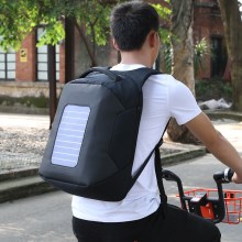 防盗背包太阳能USB充电双肩包男士笔记本电脑包商务背包